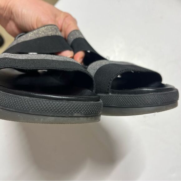 Cougar Lucia Bicolor Slip-On Sporty Leather Sandals in Black and Silver Gray 9M - Picture 6 of 11